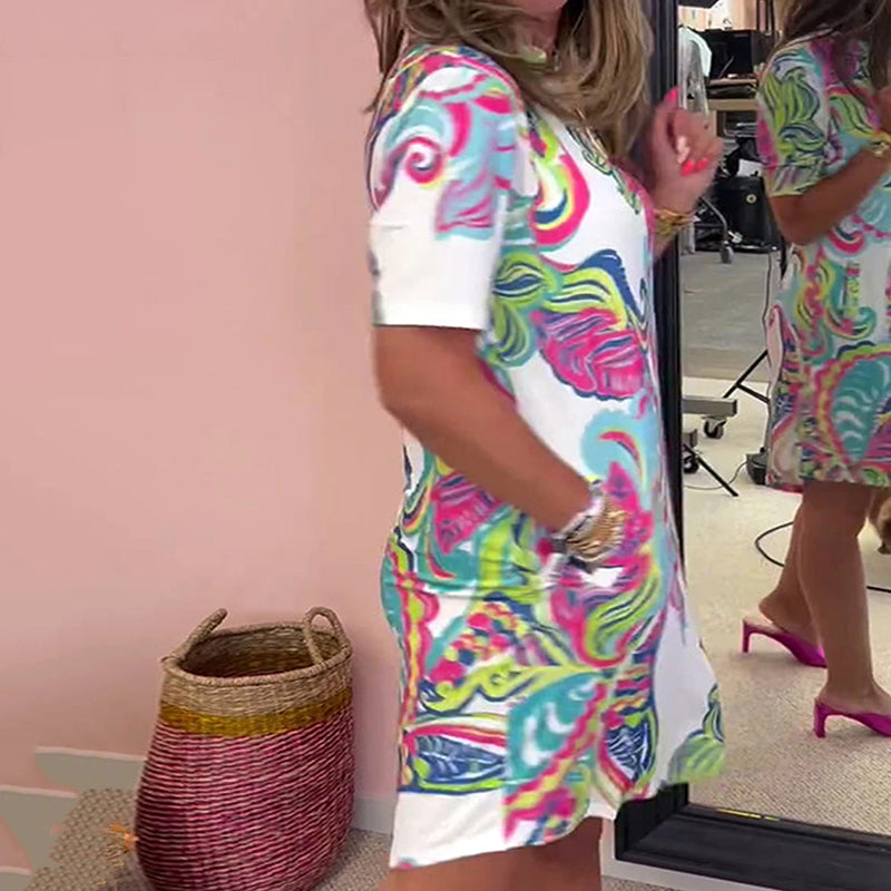 Heloise™ | Colorful Printed V-Neck Dress
